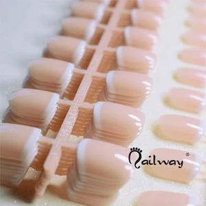 24pcs Pink Nude White French Fake Nails Squoval Square False Press on Nails for Girls Full Cover Wear Finger Nail Art Tips