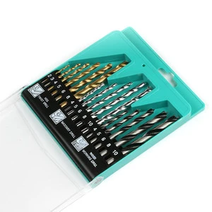 16PCS Multi Function High Speed Steel Twist Masonry Wood Working Drill Bits Set With Straight Round Shank