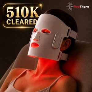 RedThera 510K Wireless Red Light Therapy Mask 4 Light Mode Silicone Led Infrared Light Therapy Face Mask