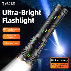 Wholesale Outdoor Handheld Laser Flashlight Super Long Range Spotlight Zoomable High Lumen Torch Type-C Charging Power Display