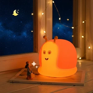 Cute Snail Silicone Night Light Warm White Touch Sensor Auto Timer USB Rechargeable Bedside Lamp for Baby Nursery Bedroom Decor