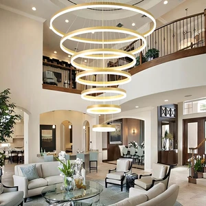Modern LED Ring Chandelier Iron Aluminum Round Pendant Light Custom Design For Living Room Hotel Project Ceiling Lamp