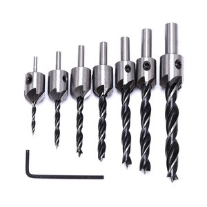 7pcs Woodworking Drill Bits Set 3mm-10mm High Speed Steel Wood Drilling Countersink Drills
