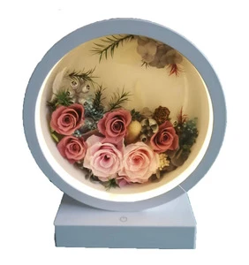 Wholesale Customized Colors Acrylic LED Night Light Preserved Flowers Warm Light Decoration Mother's Day Christmas New Year