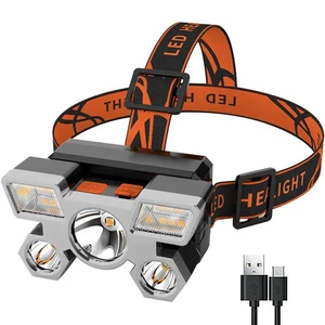 Hot Five Head ABS+plastic Lamp Body USB Rechargeable Built in Battery Work Headlight Torches Tactical Flashlight LED Headlamp