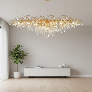 Modern Decorative Tree Branch Crystal Chandeliers and Pendant Lights for Living Room Hotel Lobby and Villa Atrium Lighting