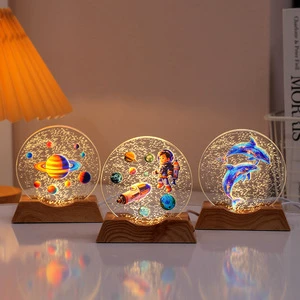 Wholesale Touch Control Cute Moon Disc Luminous Crystal Small Night Light Bedside Lamp European Style Atmosphere Creative Gift