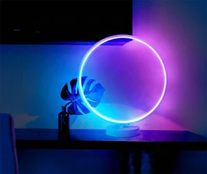 Factory Supply RF Remote Control 8Watt LED RGB Ring Light Smart Control Music Rhythm Modern Hotel Living Room