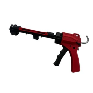 Caulking Gun Tool, 12:1 Thrust Ratio, Black & Red, 360° Rotating Plastic Barrel, Caulk Gun With Spout Cutter, Seal Puncture Tool