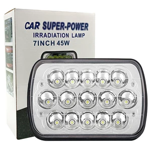 5x7 Angel Eye Motorcycle Headlights 7 Inch 45w Work Light for Truck Tractor Excavator SUV ATV Offroad Led Light White Bright
