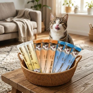 Bulk Wholesale Wet Cat Food Churu Cat Treats High Protein Creamy Snacks OEM Private Label Products For Cat Cafe Owners