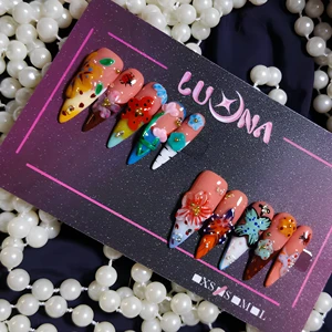 High-quality Handmade Press on Nail Art 3D French Style Long Nails Accessories Custom Designs Available Nail Wholesale Price