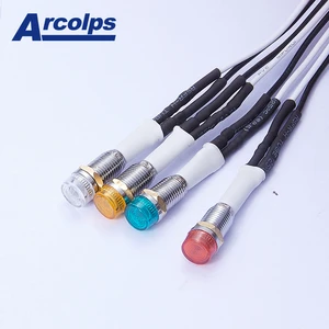 Screw Mount 10mm 6.3mm LED Indicator Light 12V 24V 110V 250V Neon Signal Lamp with Wire Leads UL Listed