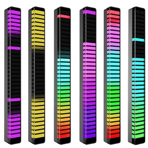 RGB Music Rhythm Light USB Rechargeable Sound Activated Rhythm Light Bar Music Sync 32-Bit Audio Spectrum Light for Car Gaming