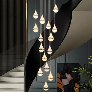 Modern Luxury Branch Shaped Teardrop Chandeliers LED Fixtures for Home Stairs Interior Decoration Home Living Room Elegant Home