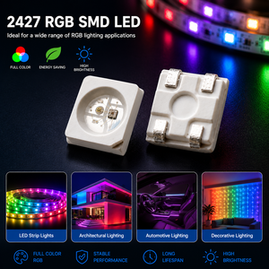 Full Color 2427 RGB LED Individually Addressable Smart SMD LED For Automotive Interior Ambient Lighting WS2812B/SK6812