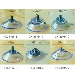 M4 M5 M6 M8 Strong Screws Transparent PVC Threaded Suction Cup with Screw for Glass Table