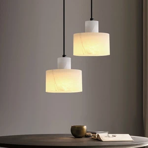 Modern Simple Marble LED Pendant Light with Dimmable 360 Beam for Ceiling Dining Room and Bedside Table Indoor Use