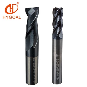 HYGOAL Carbide End Mill 4 Flute Flat Nose Milling Cutter for CNC Machine High Precision Metal Processing Tool