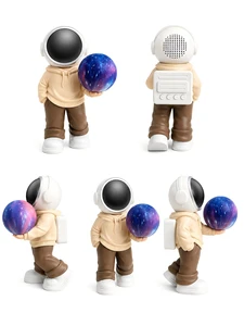 Wireless Astronaut-Shaped Night Light for Speaker with Color-Changing LED Ambient Light for Kids' Rooms Gift