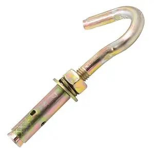 J Type Expansion Hook Bolt, Heavy Duty Wall Anchor Hook, Zinc Plated Carbon Steel, Concrete Masonry Fastener