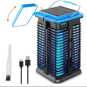 4000mAh Solar LED Bug Zapper Cordless Electric Mosquito Moth Killer for Patio Rechargeable Blue Light Mosquito Traps Zapper