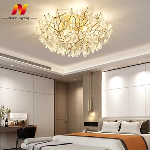Nordic Vintage Gold Dining Living Room Hotel Luxury Ceiling Pendant Light Crystal Tree Branch Led Chandeliers