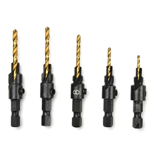 5pc Six Angle Handle Countersunk Drill Countersink Drills Carpentry Hole Opener Titanizing Under-reaming Bore-hole Drilling