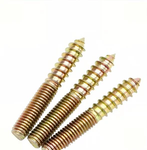 Fasteners Bolts Double Tooth Bolt Galvanized Yellow Zinc Metal Dowel Double Sided Furniture Fixing Wood