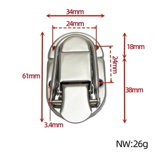 34x61mm Antique Brass Silver Color Metal Box Lock Buckle Toggle Latch Clasp