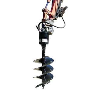 Excavator Attachments Hydraulic Heavy Duty Earth Auger Drill Bit Motor For 5-9 Ton Excavators Sizes 200-800mm Total Length