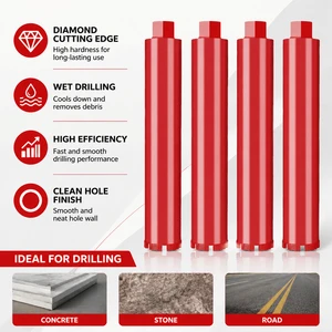 Wet Core Diamond Drill Bits for Concrete Reinforced Concrete & Brick Wall Masonry-SDS PLUS Compatible Rebar Core Drill Machine