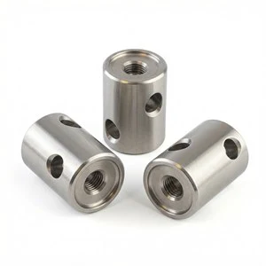Stainless Steel Cylindrical Bushing CNC Turned Threaded Sleeve Side Holes Mechanical Mounting Connector Custom CNC Machining
