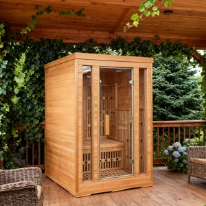 Professional Indoor Far Infrared Sauna House Red Cedar Wood 2 Person Red Light Therapy Sauna