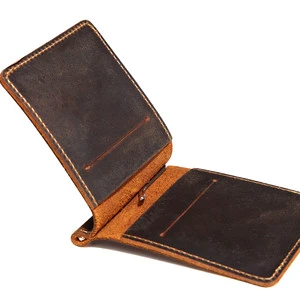 Wb170 Handmade Crazy Horse Genuine Leather Money Clip