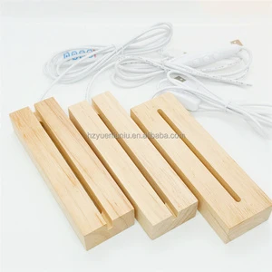 Custom DIY 3D LED Night Light Eco-Friendly Oak Lamp Stand Carved UV Laser Engraving USB Interface Home Decoration Display