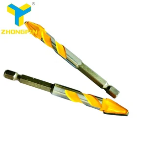 Hexagonal Handle Tungsten Steel Alloy Four Blades Diamond Bent Head Eccentric Drill Bit Multifunctional Handheld Drilling Tool