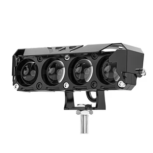 Dual Color 24W Motorcycle LED Headlamp Car Headlight Bulbs Auto Spotlights Lamp Projector 4 Lens Spot Fog Work Auxiliary Lights