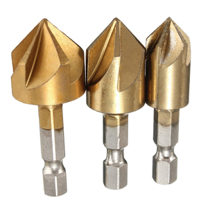 High Carbon Steel 6pcs TiN Coated Drill Bits 6 8 9 19mm 90 Degrees Countersink Woodworking Boring Reaming Chamfering Total