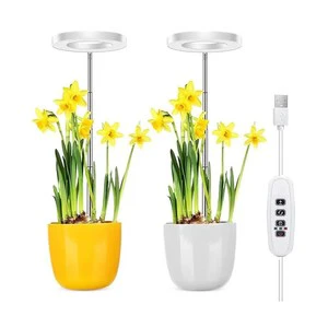 USB LED Plant Grow Light with Timer Adjustable Height Full Spectrum Growing Lamp for Indoor Plants Flowers Vegetables Herbs