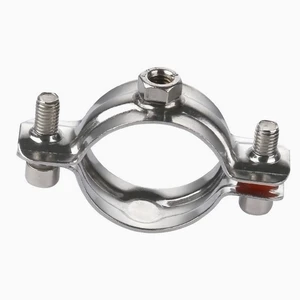 304 Stainless Steel Single Welded Nut Pipe Clamp | PVC Pipe Clip Suspension Bracket Threaded Fixing Low Polished Food Grade