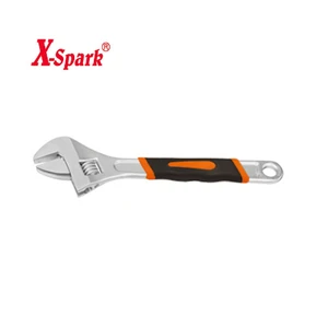 X-Spark Industrial Grade Carbon Steel High 6/8/10/12 Inch Adjustable Wrench Serrated Jaw 80 Lb-ft Torque Wide Opening Chrome OEM