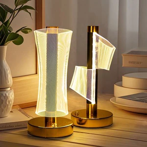 Modern USB Rechargeable LED Acrylic Table Lamp CCT Touch Night Light with Romantic Colors Aluminium Body for Bedroom/Living Room