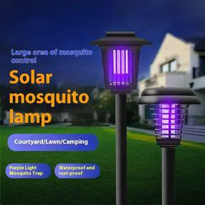 Solar Powered Electric Shock Mosquito Repellent Lamp Waterproof Portable Bug Zapper With Plug For Outdoor Camping Household Use