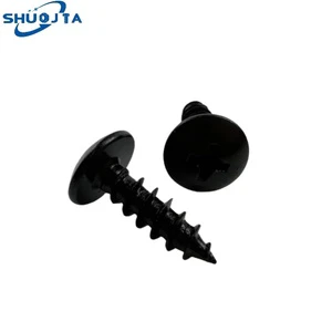 Large Flat-Head Self-Tapping Wood Screws Cross-Slot Design Black Oxide Finish Various Sizes for Metric Steel Tapping Screws