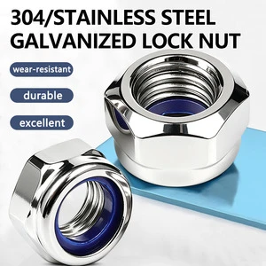 304 Stainless Steel Galvanized Nylon Insert Hex Lock Nut Self Locking Anti Loose Fastener Wholesale