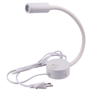 High Quality Modern AC 3W LED Read Lamp Flexible Neck Book Light Bedside Wall Reading Light