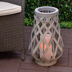 Hanko 2024 Antique Led Rattan Garden Lights 5W Solar Panel Battery Powered Warm White Decorative Lantern for Landscape