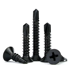 Black 410 Stainless Steel Phillips Countersunk Head Self-Tapping Screws Color Steel Tile Self-Drilling Flat Head Screws Screws