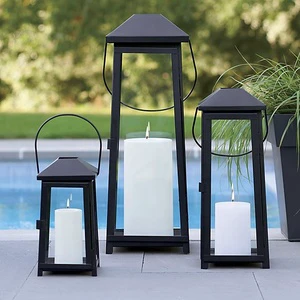 Handmade Iron Aluminium Brass Rectangular Candle Lantern Holders Black/White Rustic Finish Christmas Home Garden Decoration